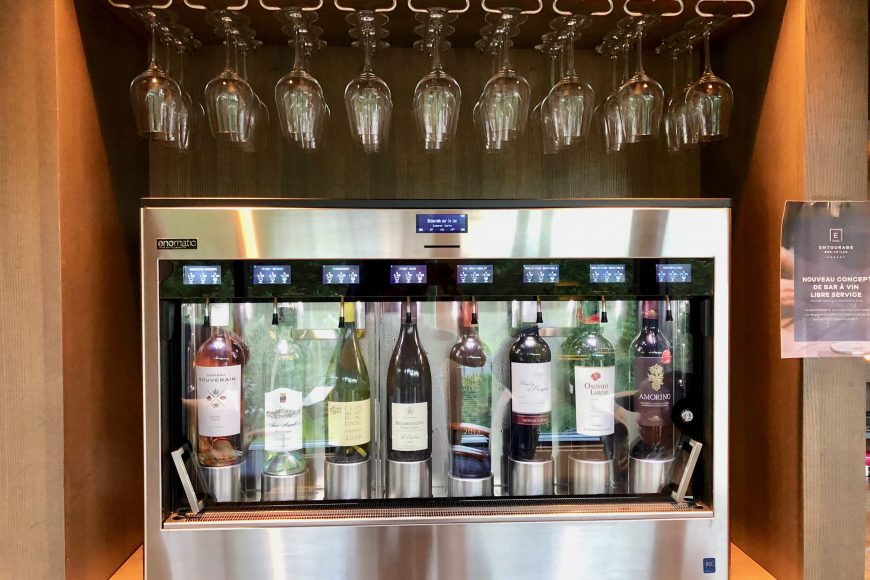 Wine time: Automatic wine machine in the lobby.