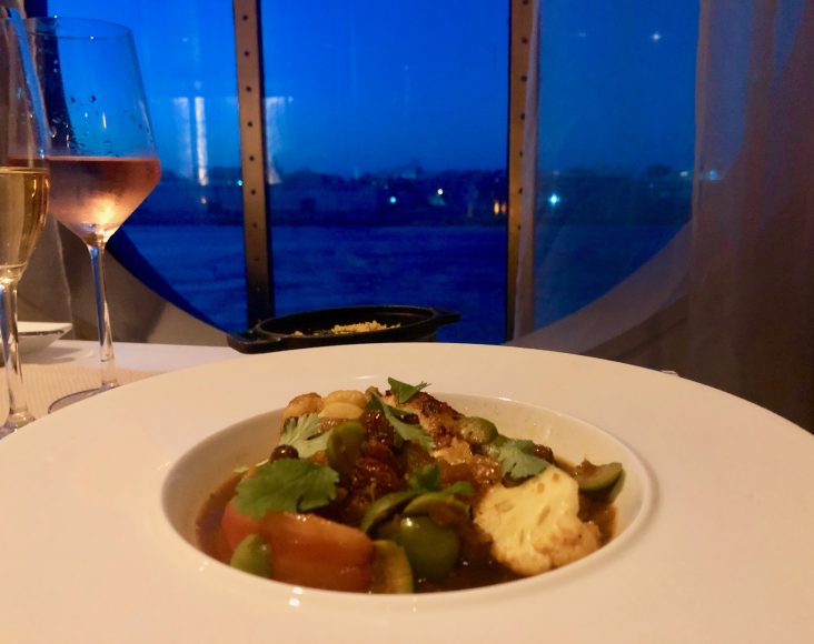 Moroccan Chicken Tangine and a wonderful glass of rose. Oh, and that ocean view. Hello good life. {Photo: Kerry Cushman}