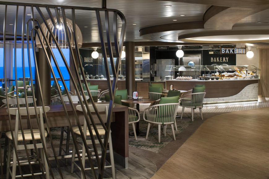 Fresh-baked bread and chef-prepared cuisine in the Oceanview Cafe. {Photo: Celebrity Cruises}